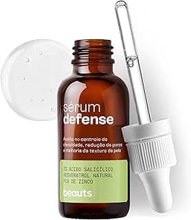 Serum Antiacne Ácido Salicílico 2% - Reduz a Oleosidade da Pele, Antiacne e Poros Dilatados - Com Resveratrol e Zinco PCA - Textura Aqua Gel - Vegano, 30g, Beauts