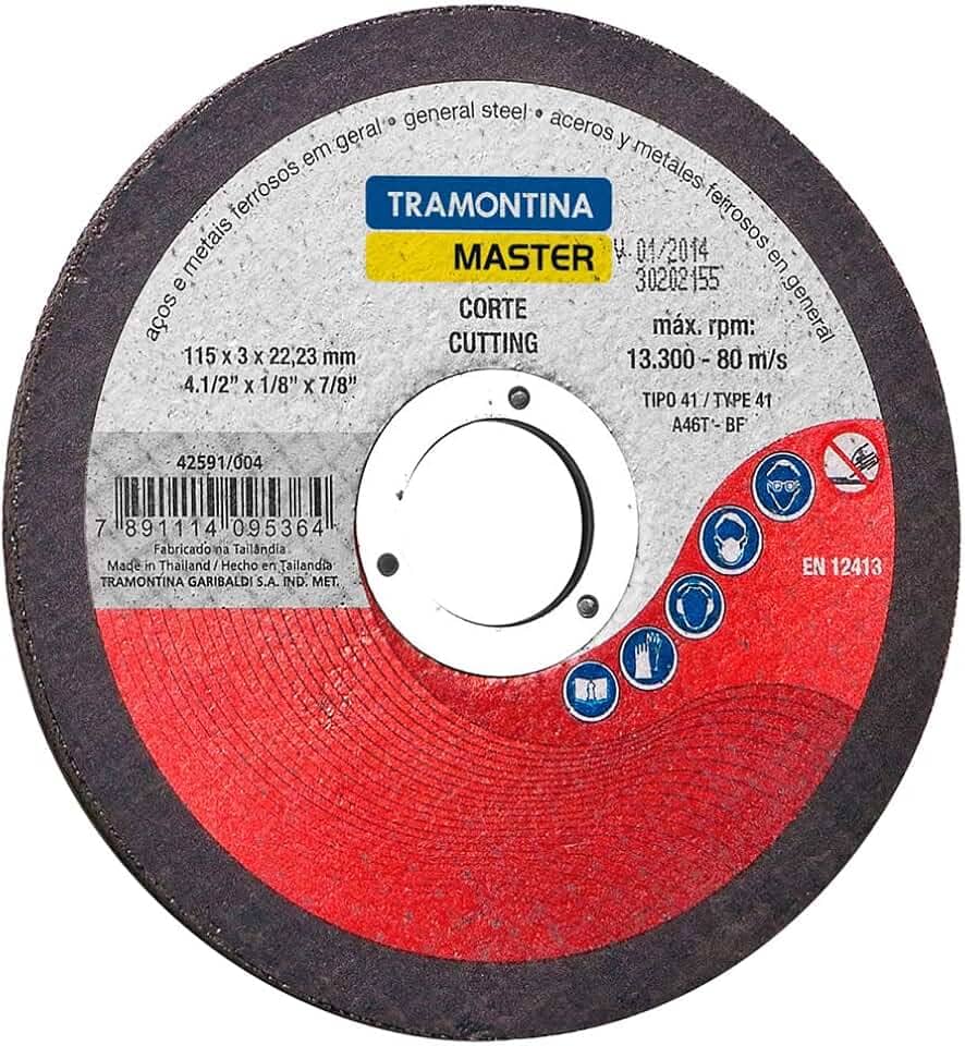 Tramontina 42591004, Disco de Corte para Aço 3X115Mm, Grãos Abrasivos em Oxido Alumínio, 2 Telas, 13300 Rpm