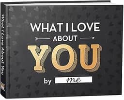 Livro What I Love About You - Livro preenchido em branco para homens, namorado, mulheres, namorada, marido, esposa, ele, ela - presentes para casais para aniversário, Natal e mais - Material de meias