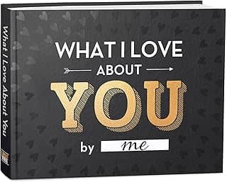 Livro What I Love About You - Livro preenchido em branco para homens, namorado, mulheres, namorada, marido, esposa, ele, ela - presentes para casais para aniversário, Natal e mais - Material de meias