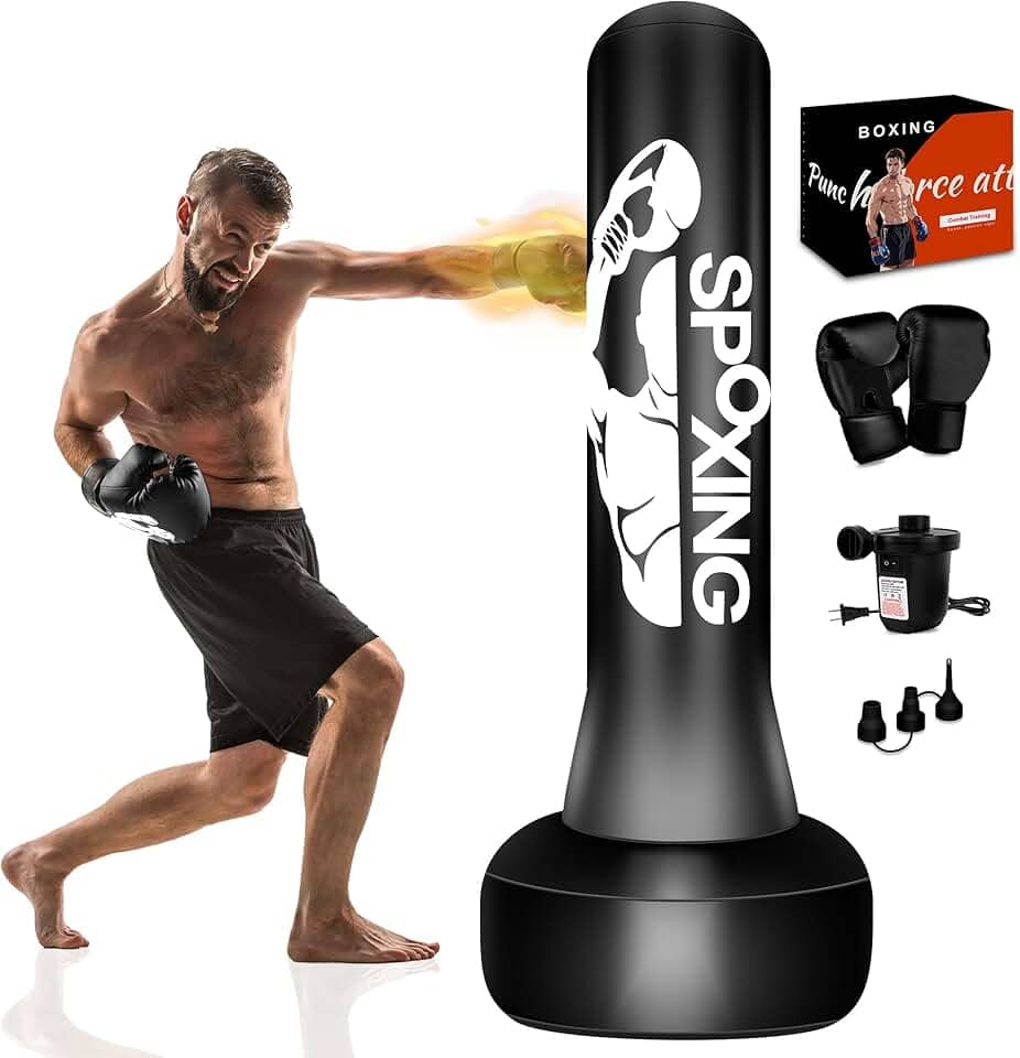 Saco de pancadas de pé para adolescentes adultos de 178 cm, saco de pancadas pesado com luvas de boxe e bomba de ar elétrica para iniciantes treinando MMA Muay Thai Fitness Kickboxing Home Gym