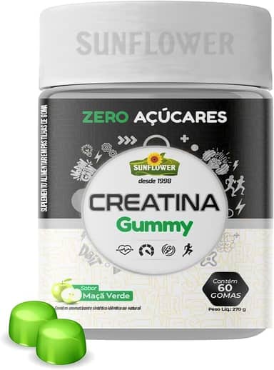 Creatina Gummy | Creatina em Goma Monohidratada 60 un Sabor Maçã Verde – Praticidade e Sabor para Sua Performance - Sunflower