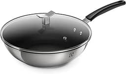 Frigideira Wok Aço Inox Antiaderente Electrolux 28cm c/Tampa