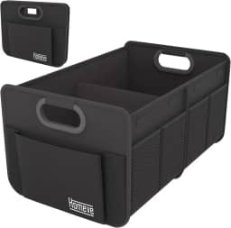 Homeve Organizador de porta-malas para carro, alças reforçadas, organizadores de carro dobráveis com vários compartimentos, dobrável e impermeável, poliéster Oxford 600D (preto, 2 comparativos)