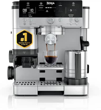 Ninja LUXE CAFÉ Premier Series, máquina de expresso, máquina de café a gotas e cerveja rápida a frio, moinho integrado, manuseio assistido, batedor mãos livres, para cappuccinos e lattes, laticínios