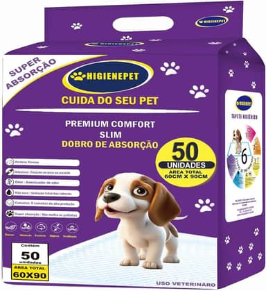 Tapete Higiênico P/cães 60x90 50 Unidades Premium Comfort Higienepet