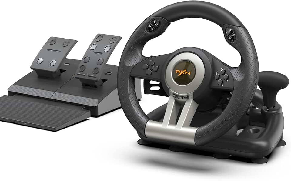 PXN PC Racing Wheel, V3 PRO 180 Degree Universal USB Car Sim Game Steering Wheel with Pedals for Xbox One, Xbox Series S/X, PS3, PS4, Switch