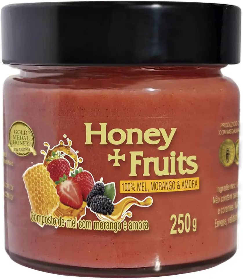 Mel com Morango e Amora Gold Medal Honey | Deliciosamente Doce e Saudável | Alternativa à Geleia | Sem Açúcares ou Aditivos | 100% Natural | Perfeito para Lanches e Sobremesas | 250g