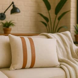 Almofada Retangular Moderna Decorativa Linho Couro 30x50cm C/enchimento