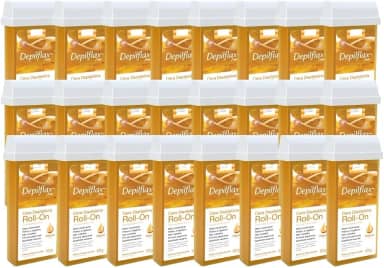 Kit Depilflax 24 Refil Cera Depilatoria Corporal Profissional Depilação Roll On Natural 100g