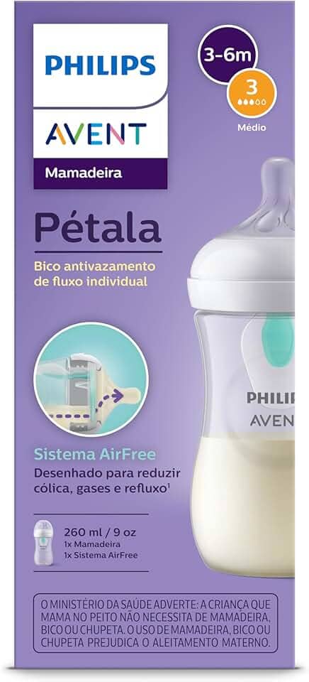 Mamadeira Pétala 3.0 Philips Avent Air Free 260ml 1m+