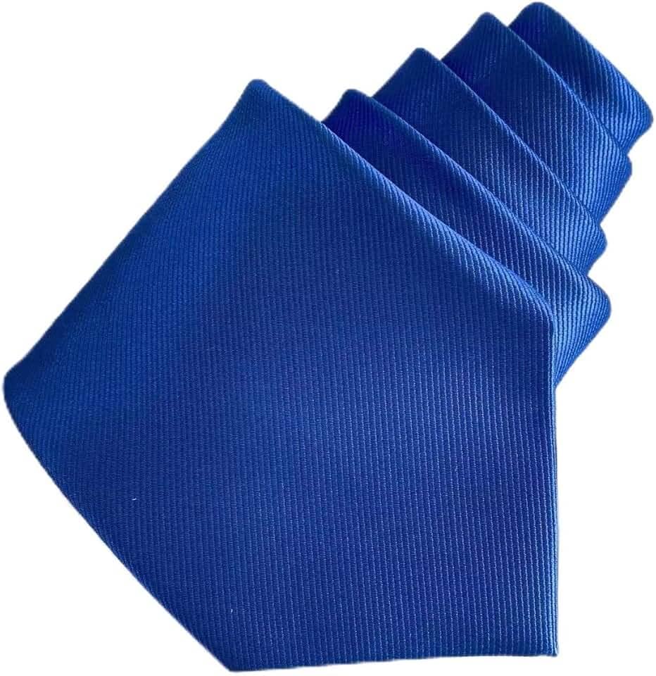 Gravata masculina de sarja azul para homens, gravata clássica formal de 8 cm com caixa de presente