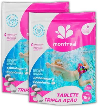 Kit 10 Pastilhas Tabletes Cloro 200g Tripla Ação P/Piscina
