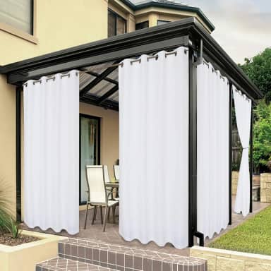 BONZER Cortinas externas à prova d'água para pátio, privacidade grossa premium, à prova de intempéries, cortinas externas para varanda, gazebo, deck, 1 painel, 137 cm L x 213 cm C, branco