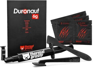 Thermal Grizzly - Duronaut - 6 gramas - Durabilidade aprimorada e pasta térmica de alto desempenho - para máxima condutividade durante overclocking CPU/GPU/PS4/PS5/Xbox com 12 lenços de limpeza, 6