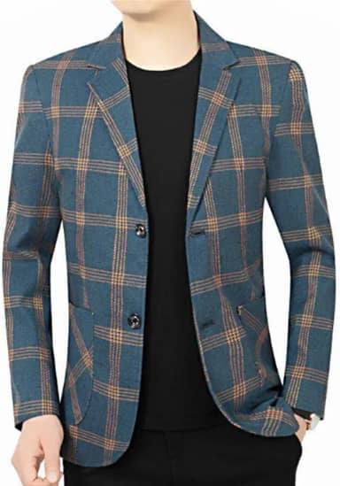 Top de terno masculino jovem, traje formal xadrez fino casual, roupas de estudante universitário primavera e outono