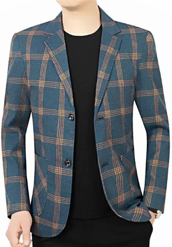 Top de terno masculino jovem, traje formal xadrez fino casual, roupas de estudante universitário primavera e outono