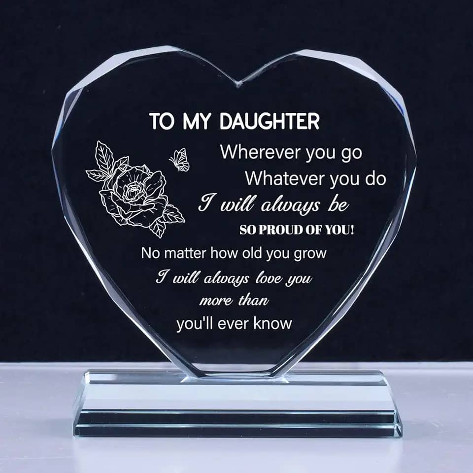 Presentes de filha, presente de aniversário de filha, lembrança de cristal k9 para minha filha, presente de mãe, ideias de presente para filha para aniversário, ação de graças, Natal