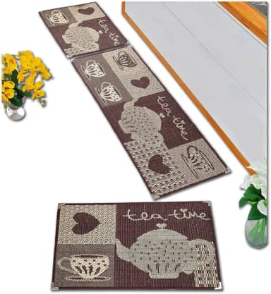 Tapetes Lancer Jogo De Tapete Para Cozinha Kit 3 Peças Antiderrapante Sisal Facil Limpar