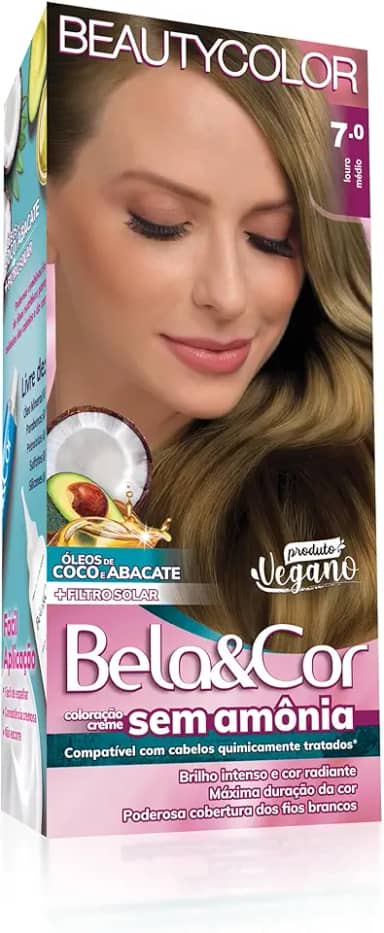 Coloração Bela&Cor Sem Amônia - 7.0 Louro Médio