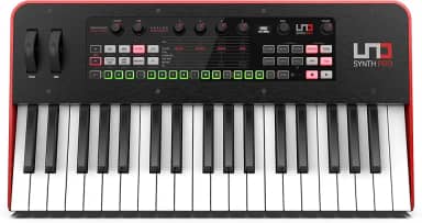 IK Multimedia UNO Synth Pro 3 sintetizador analógico monofônico com 37 teclas sintetizador FATAR ponderado, filtro multimodo, arpegiador, sequenciador de 64 passos, entrada de áudio,