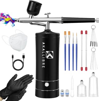 Kit de aerógrafo com compressor, pistola de aerografia de alta pressão 48PSI sem entupimento com bicos de 0,2/0,3/0,5 mm, aerógrafo portátil para arte de unhas, decoração de bolo, pintura