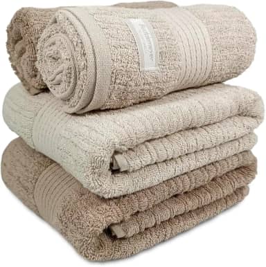 Jogo De Banho Gigante Buddemeyer - Toalha Banhão Fio Penteado Canelado - 100% Algodão - Kit 4 Peças (Bege 1979/1578)