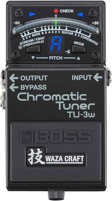 Afinador cromático Boss TU-3W Waza Craft com bypass