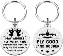 DGXMD Presentes para viagens - Chaveiro Fly Good Land Gooder Safe Travel - Presentes de aniversário de formatura para comissários de bordo, pilotos e viajantes de aviação