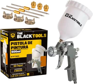 Pistola Pintura Gravidade 600ml 3 Bicos 1.2 1.5 1.8 Btpt600 Profissional The Black Tools