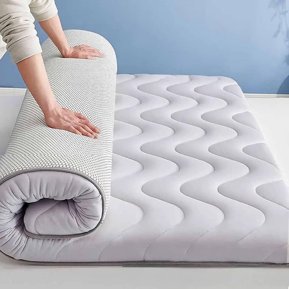 Colchão Futon com suporte de 5 zonas, conforto de sono luxuoso, suporte extra para as costas e quadril, enchimento de espuma viscoelástica cinza (5 cm de espessura) 90 x 200 cm