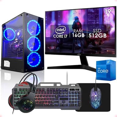 PC Gamer Completo Intel Core i7 16GB SSD 512GB Monitor 19" Kit Gamer Strong Tech