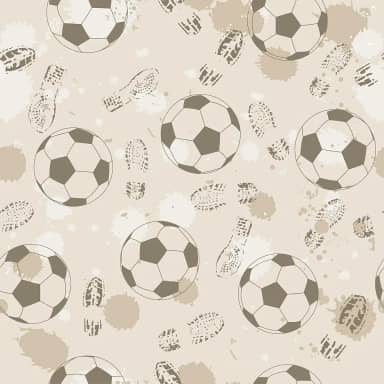 Papel De Parede Adesivo Lavável Futebol Bolas Bege 3m