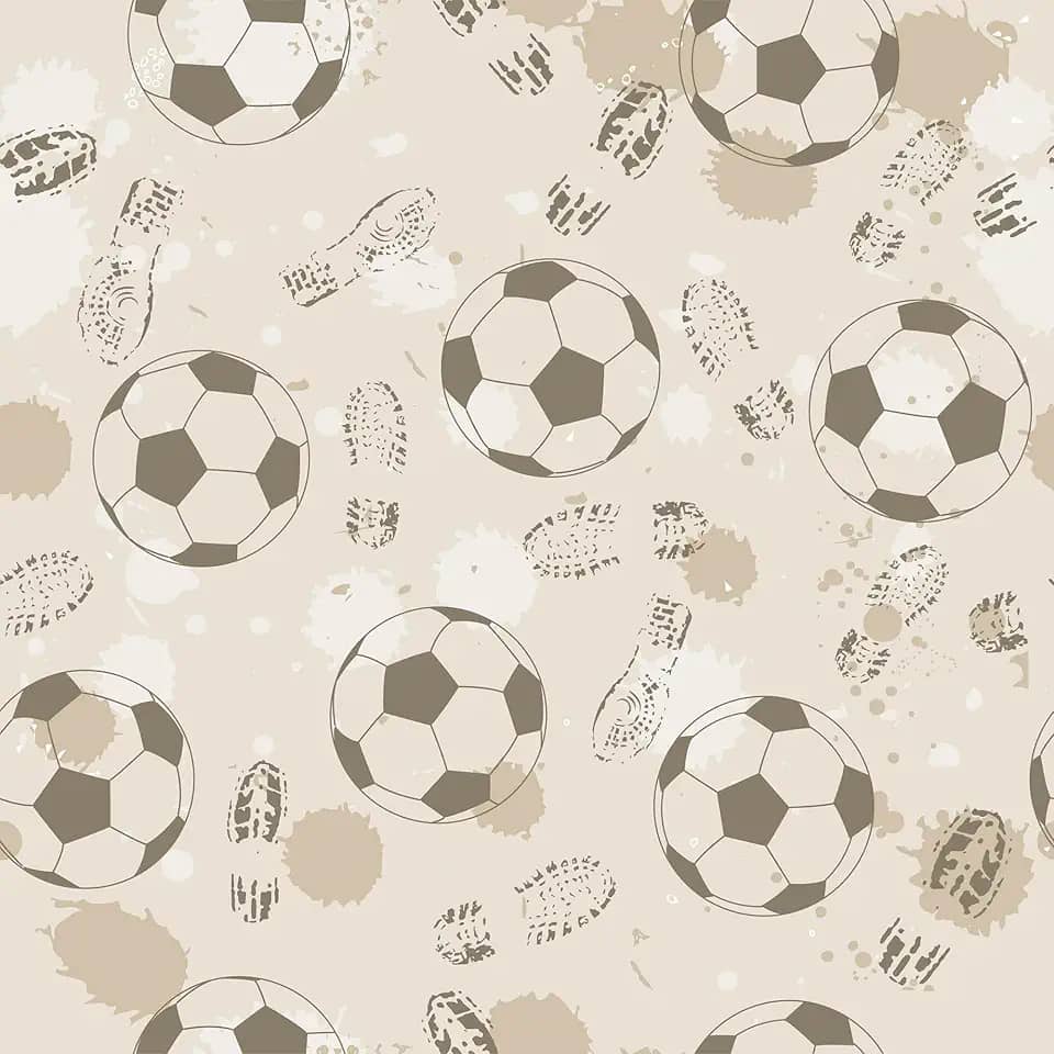 Papel De Parede Adesivo Lavável Futebol Bolas Bege 3m