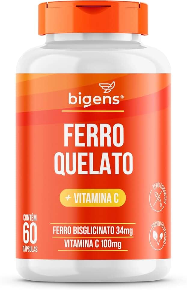Ferro Quelato + Vitamina C Vegano, 60 Cápsulas Transparentes, Bigens