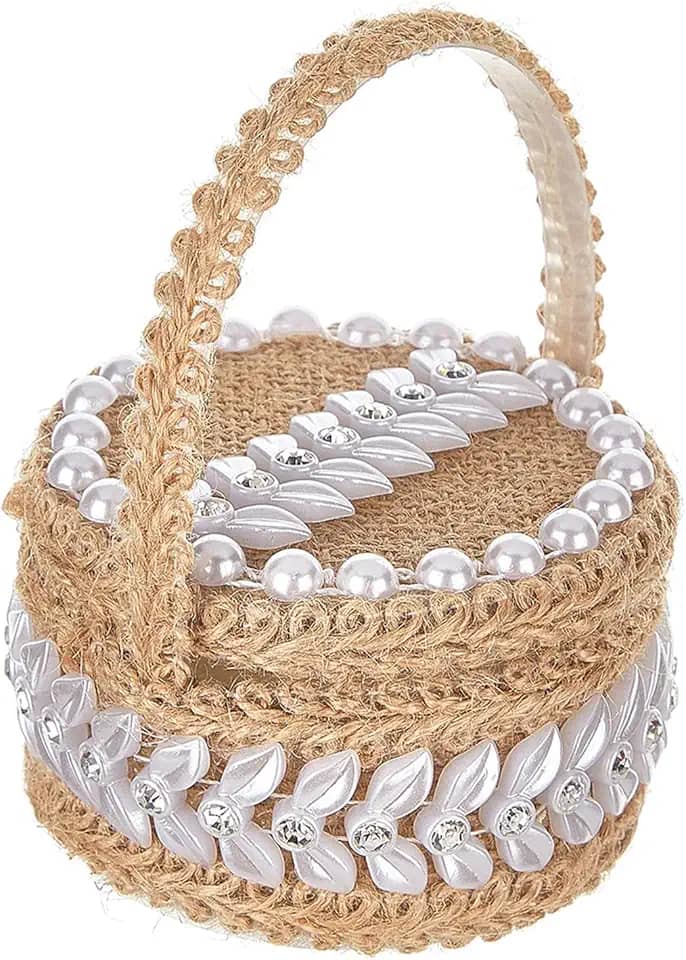 KiBcsLic Caixa para alianças de casamento com alça de transporte, porta-alianças de noiva, estojo de lembrança, acessórios para festa de noiva