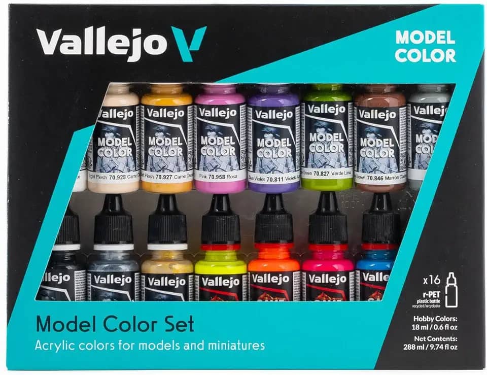 Vallejo - Conjunto de tinta acrílica especial Wargame | Cor do modelo | Cores de alta pigmentação | Acabamentos realistas e históricos para kits de modelo e figuras em escala | 16 frascos x 18 ml