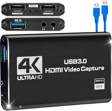 Placa de captura de vídeo HDMI Externa, Live, Jogos 4K 1080P 60FPS, Placa de captura USB 3.0 para gravação de vídeo streaming, Gamer, Dispositivo, Compatível Nintendo Switch. PS5, Xbox