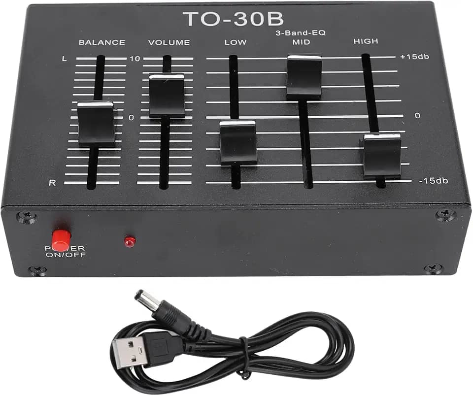 3 Equalizador Banda, pré -amplificador Estéreo Eq Com Fonte Alimentação Isolada HIFI Baixo Ruído para Dispositivos de áudio Guitars Alto -falantes