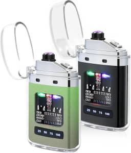 BAJISA Pacote com 2 isqueiros elétricos – Isqueiros de plasma recarregáveis por USB, isqueiros de plasma à prova de vento, isqueiro de metal de bolso com bateria de LED para festa de velas