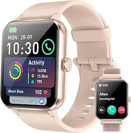Smartwatch,Relógio Inteligente Tela Full Touch 1.85' para Mulheres,100+ Modos Esportivos,Chamadas Bluetooth, Assistente de Voz, Compatível com iOS/Android,Inclui 2 Pulseiras,Rosa