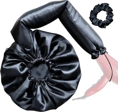 Touca Difusora Cetim Dupla Face Secadora Anti-frizz Seda (Preto)