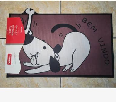 Tapete Capacho Pet 60x40cm Bem-Vindo Antiderrapante Estampa Gato Panda Urso – Entrada Cozinha Porta Sala Decorativo Lavável (Cachorro)