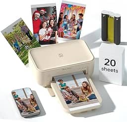 HPRT Impressora fotográfica para iPhone/Android – impressões de qualidade de estúdio 10 x 15 anos 60 | Impressora portátil de sublimação de tinta com 20 folhas e 1 fita | para casa, viagem e presentes