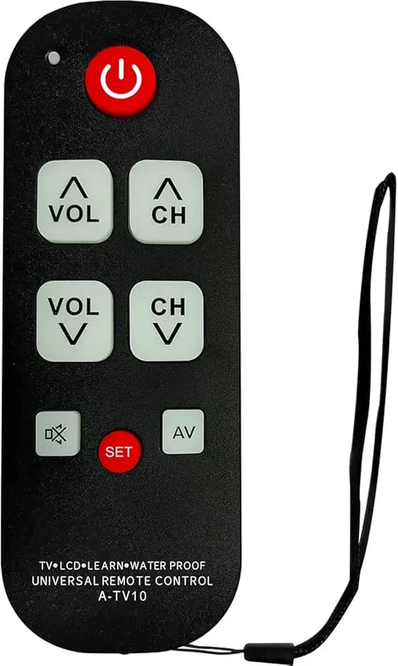 Controle remoto universal de TV para idosos com botões grandes, controle remoto de aprendizagem simples para idosos, fácil configuração e uso para controle diário de TV
