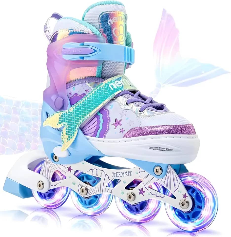 Patins Roller Inline 4 Rodas Skates Ajustavél com Rodas Iluminadas Jovens e Adultos, Para iniciantes, Adequado para uso Interno e Externo Roller Quad