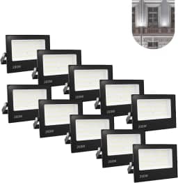 Kit 10 Refletor Led 200w Holofote Bivolt Prova Dágua Frio