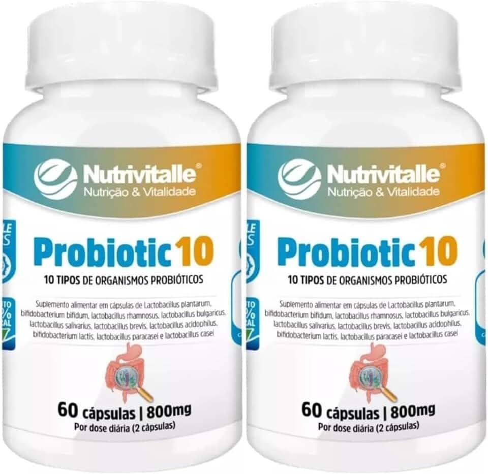 Probiotic 10 800 mg 60 Cápsulas Nutrivitalle Kit 2 Unidades