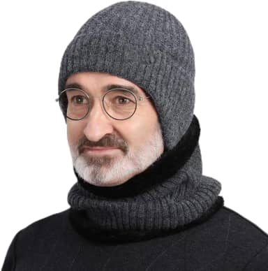 Gorro de inverno quente com aba de orelha, gorro adulto sênior para clima frio com proteção de ouvido