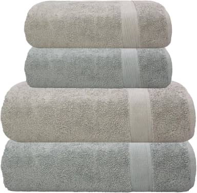 Kit Jogo Toalhas Banho e Rosto, 4 Peças, Ícone - Camesa, 100% Algodão Premium, Alta Absorção, Toque Extra Macio Luxo, 500 g/m² - ALTIHAUS (Bege/Cinza)